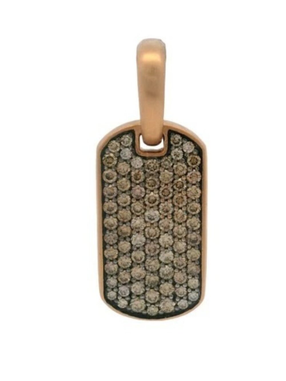 David Yurman Solid 18kt Rose Gold and Cognac Diamonds Mini 21mm Dog Tag Pendant